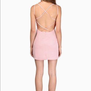 TOBI Crisscross Strap Blush Pink lined mini dress